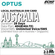 australia sim card optus 4glte 40gb