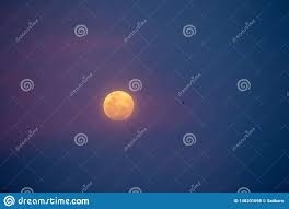 The Big Round Moon Emits Beautiful Light Stock Photo