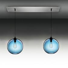 2 Light Modern Glass Pendant Lights In Round Blue Bubble Design Lighting Pop