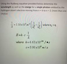 Solved Ing The Rydberg Equation