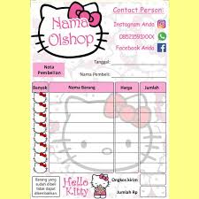 Bisa dari video, kata kata, hingga kumpulan foto gokil. Nota Penjualan Custom Toko Olshop Online Shop Karakter Kartun Hello Kitty Lucu Murah Shopee Indonesia