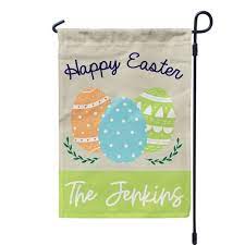 Personalized Easter Garden Flag Happy
