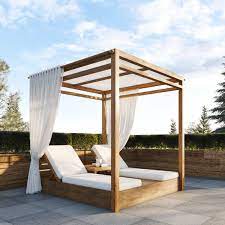 Teak Twin Outdoor Daybed Canopy