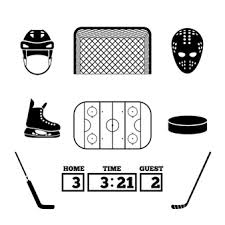 Ice hockey, game between two teams, each usually having six players, who wear skates and compete on an ice rink. Free Vector Hockey Elements Set