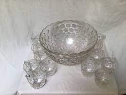 Vintage Punch Bowl Set Federal Glass