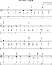 Musicfolkplayhymns.com free sheet music (lead sheets) for hymns. Away In A Manger Ukulele Chords Sheet Music Tab Lyrics