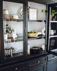 china cabinet makeover wallpapering a
