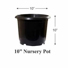 plastic round 10 inch nursery pot black