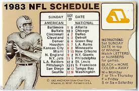 1983 Nfl Football Slide Chart Pocket Schedule Redskins Broncos Cowboys Steelers Ebay