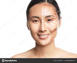 asian woman with contouring makeup on