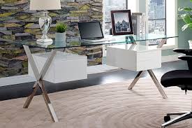 Archer Modern Glass Desk With Drawers