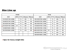 17 Prototypical Tyre Specifications Chart