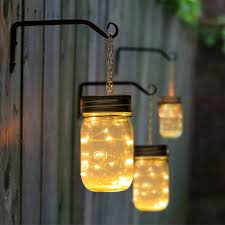 outdoor space with hanging solar lights