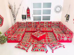 red kilim rug u shaped arabic living