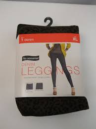 No Nonsense Brown Animal Print Elastic Waist Denim Leggings Size Xl