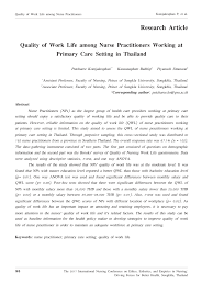 pdf quality of work life among nurse