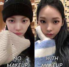 comparison of aespa with makeup vs no