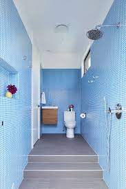 bathroom open showers slate floors