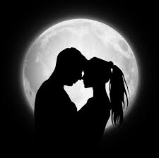 love silhouettes moon couple