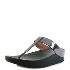 Details About Womens Fitflop Fino Crystall Toe Post Pewter Sandals Uk Size