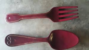 Spray Painted Wood Fork And Spoon From