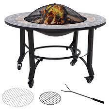 Outsunny 2 In 1 Outdoor Fire Pit On