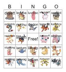 pokemon pics and names bingo card