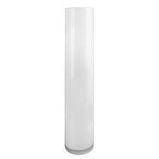 Tall White Glass Cylinder Flower Vase