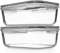 Plus, their clear design lets you see when they're ready. Amazon Com 8 Cups 63 Oz 4 Piece 2 Containers 2 Lids Large Glass Food Storage Baking Containers With Locking Lids Ideal For Storing Food Vegetables Or Fruits Bpa Free Leak Proof