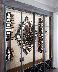 Contemporary Wine Room With Wood