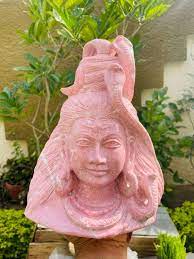 Natural Thulite Hand Carved Shiva Head