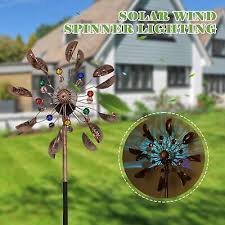 Metal Wind Spinner Solar Light Garden