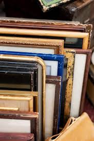 high angle old frames at second hand market