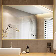 If you use mirror caulk, press the frame into place and use painter's tape to secure until the adhesive can cure. Ivy Bronx Eline Rectangular Thin Modern And Contemporary Bathroom Mirror Rev Contemporary Bathroom Mirrors Contemporary Bathroom Contemporary Bathroom Vanity