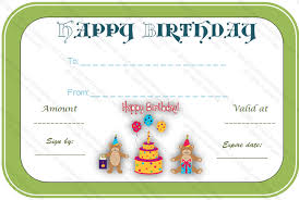 Bear Birthday Gift Certificate Template