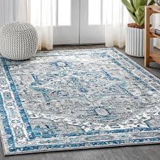 blue indoor border vine area rug