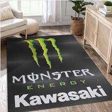 kawasaki logo monster area rug for
