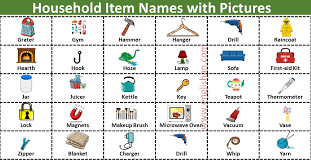 100 household items names in english