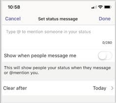 set your status message in microsoft