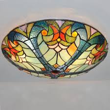 Stained Glass Flush Mounted 3 Light