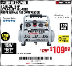 That's what makes it all the more incredible they're able to sell their products for prices you won't find anywhere else on the market. Harbor Freight Tools Coupon Database Free Coupons 25 Percent Off Coupons Toolbox Coupons Fortress 1 Gallon 5hp 135 Psi Oil Free Portable Air Compressor