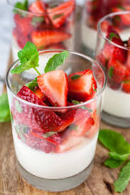strawberry panna cotta with mint and