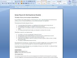 Sample How To Prepare A Standard Resume For Non Experienced Students
