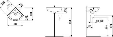 Laufen Pro Corner Washbasin 440 X