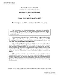 English Language Arts Examination June 2018 Assessment For