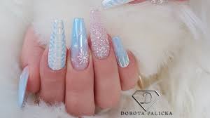 Winter Blue Coffin Nails Christmas Nails Tutorial Baby