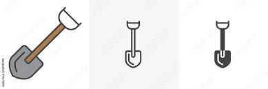 Short Shovel Icon Line Glyph And