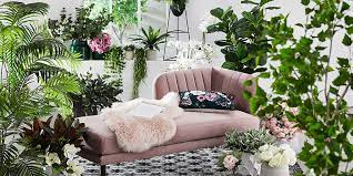 living room with artificial plants