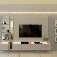 Brown Modern Wall Mounted Wooden Tv Unit
