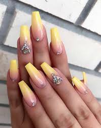 yellow ombre coffin nails pictures